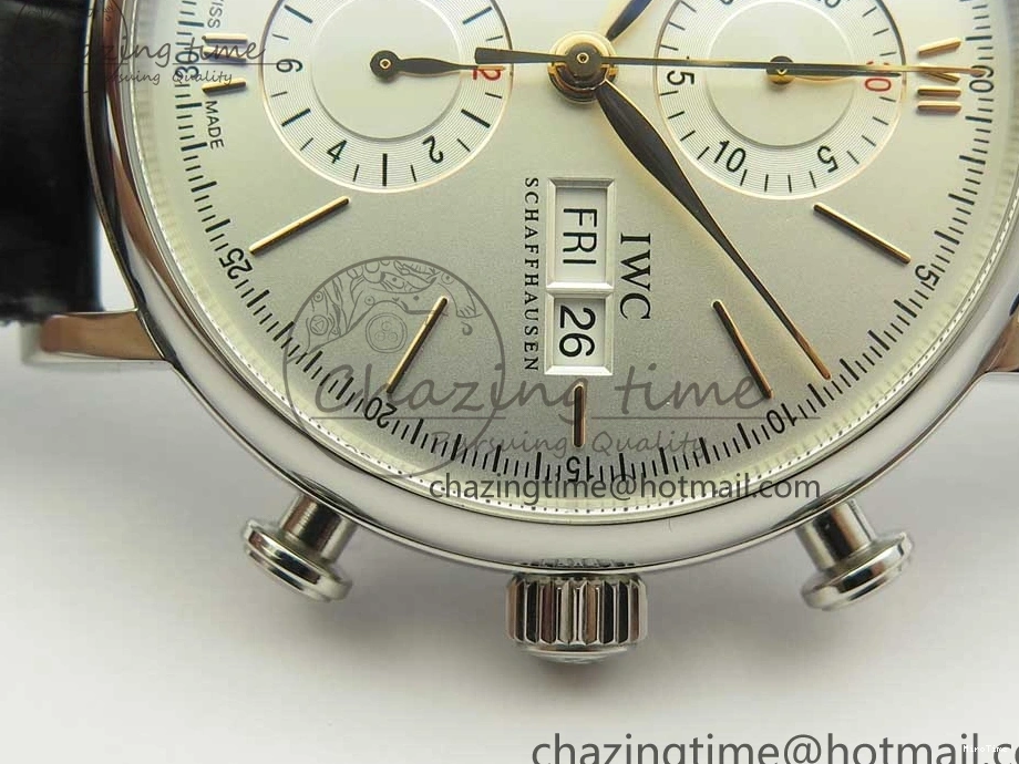 MIROTIME 0129 Snug Portofino IW391022 SS ZK 1:1 Best Edition White Dial Gold Markers On Black Leather Strap A 7130